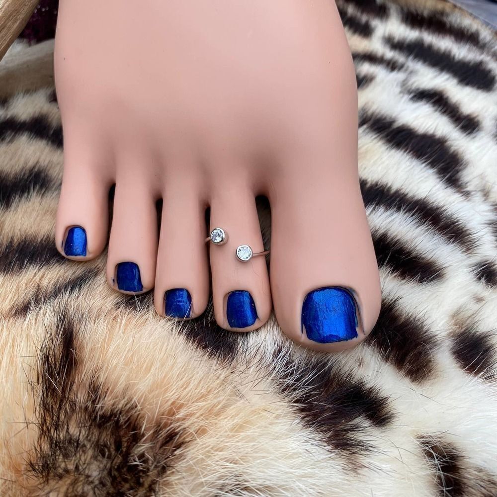 Double CZ Sterling Silver Toe Ring - Picture 2 of 5